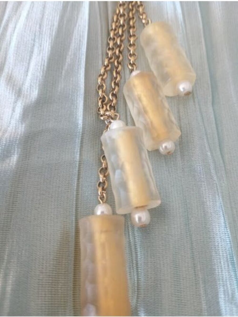 2 Coldwater Creek Silver & Goldtone Necklaces With Gold Colored Beads & Tassle - Picture 7 of 13